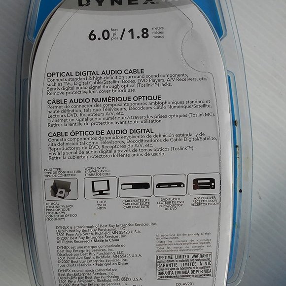 Dynex DX-AV201 6FT Optical Digital Audio Cable - Picture 2 of 2